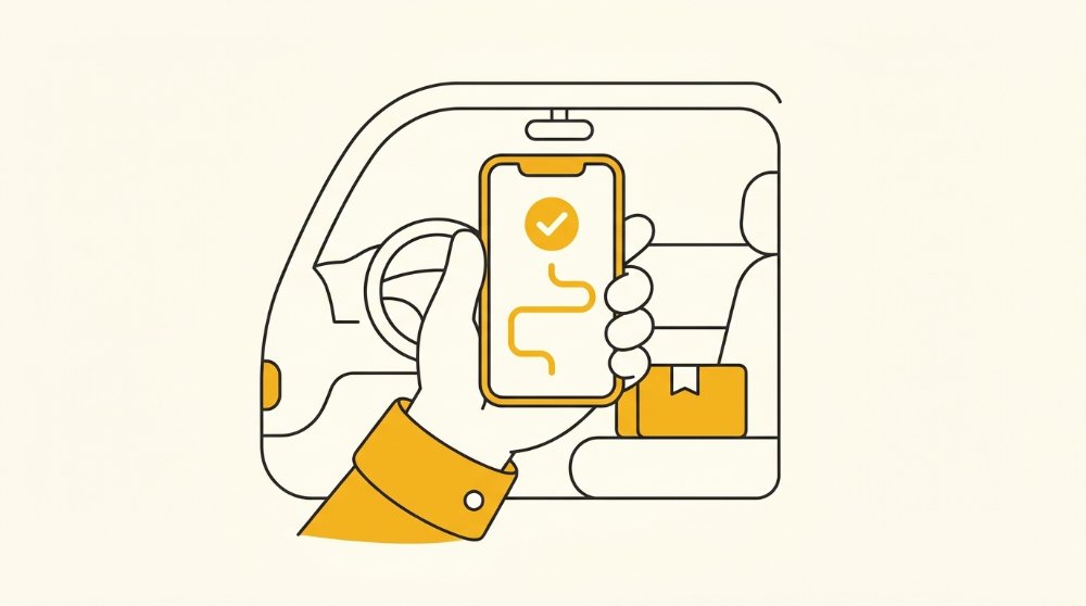 スマホアプリでエリアを確認する操作イラスト