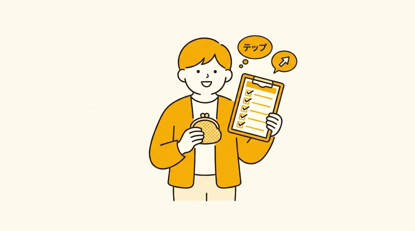 ララムーブで稼ぐコツを表すイラスト(週間スケジュールとコイン財布)